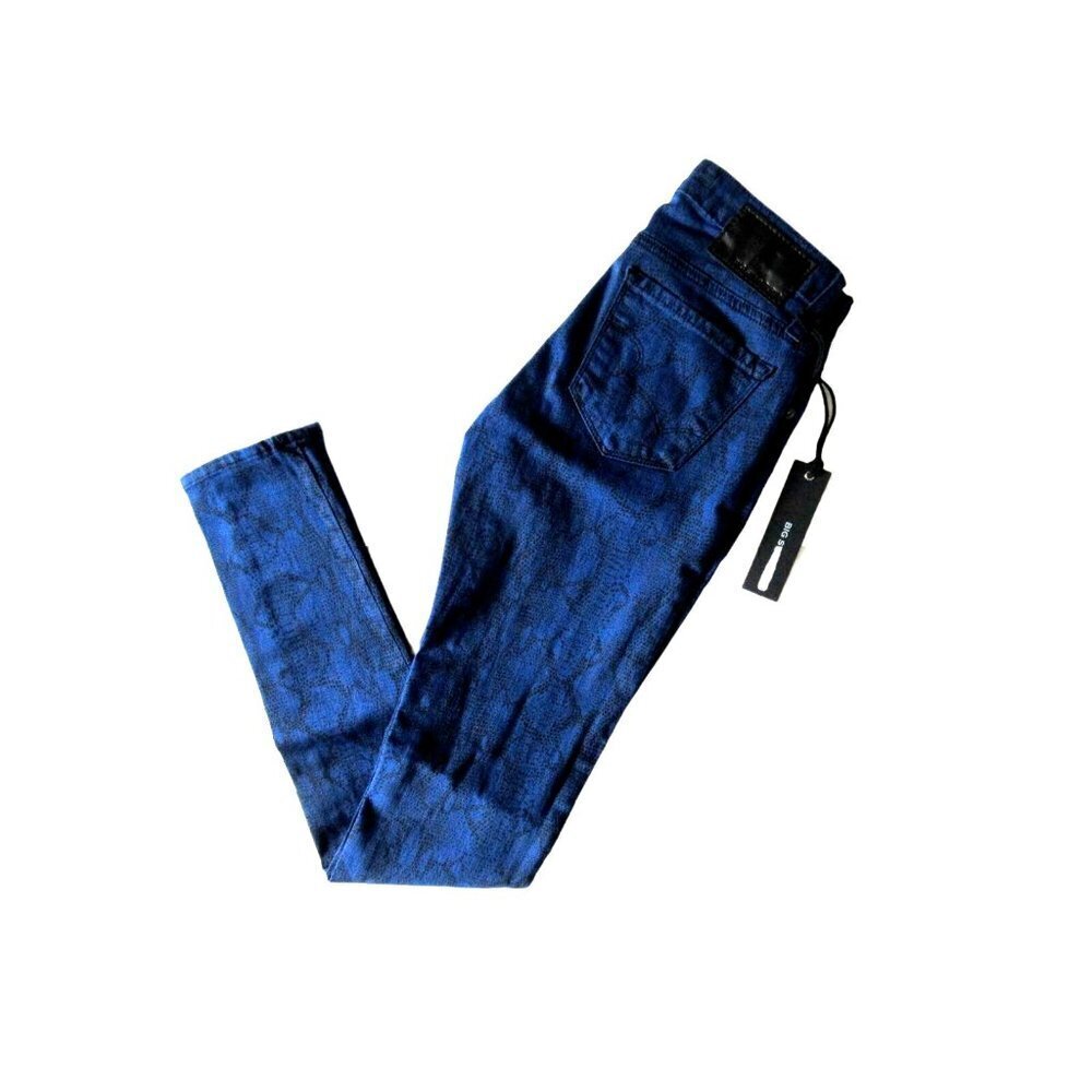 NWT Big Star Alex Mid Rise Skinny Jean, Blue Animal Snake Print